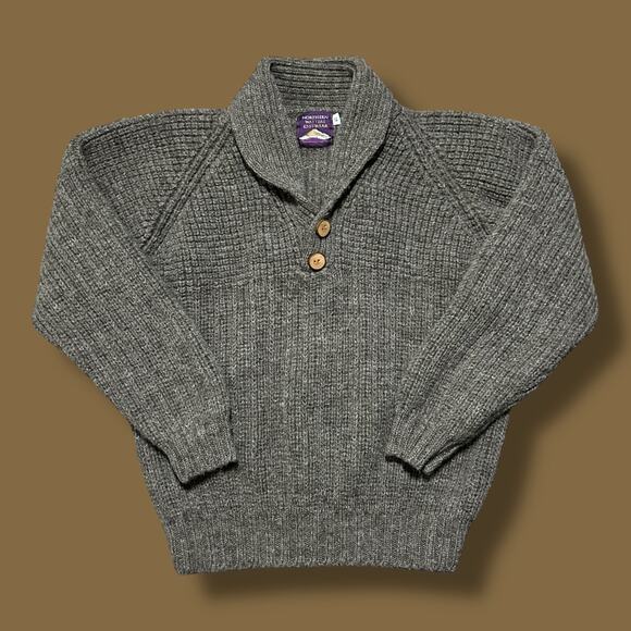 Vintage Wool Knit Shawl Sweater Northern Watters Knitwear 42 Brown - Picture 1 of 7